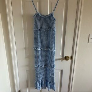 Mable Smocked Ruffle Tier Midi Dress